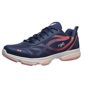 RYKA Sz 8 Devotion XT Navy Pink Trim Low Top Fabric Lace Up Sneakers Running